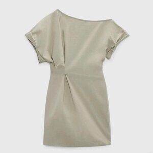 NWT Zara Asymmetrical Pleated Mini Dress